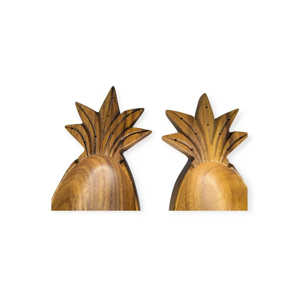 Vintage Monkey Pod Wood Carved Pineapple Shaped Wooden Bowls/Dishes Set …